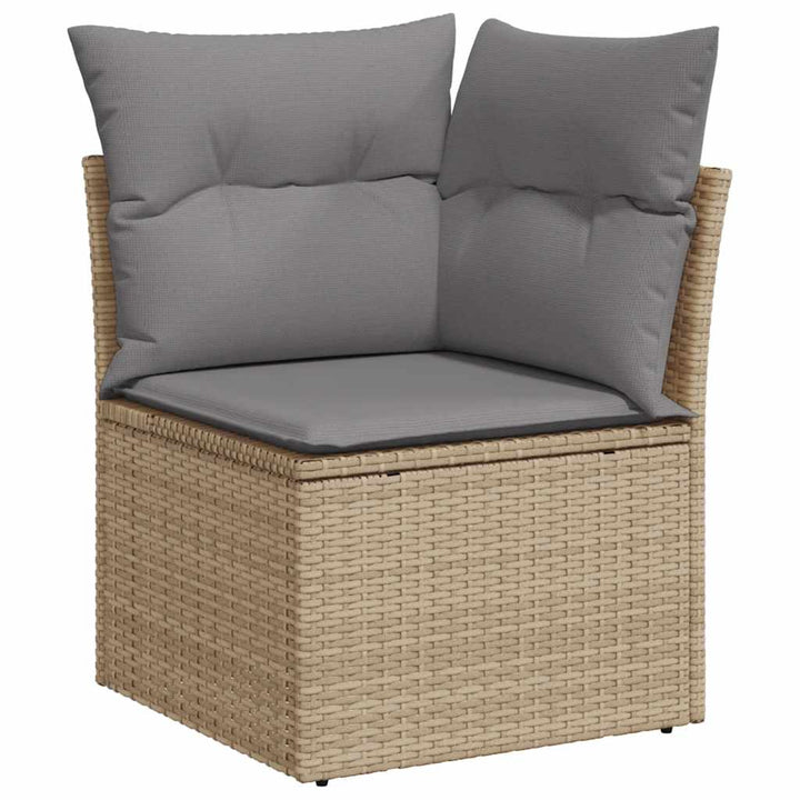 Trädgårdssoffa Med Dynor 11 Delar Beige Konstrotting Akaciaträ