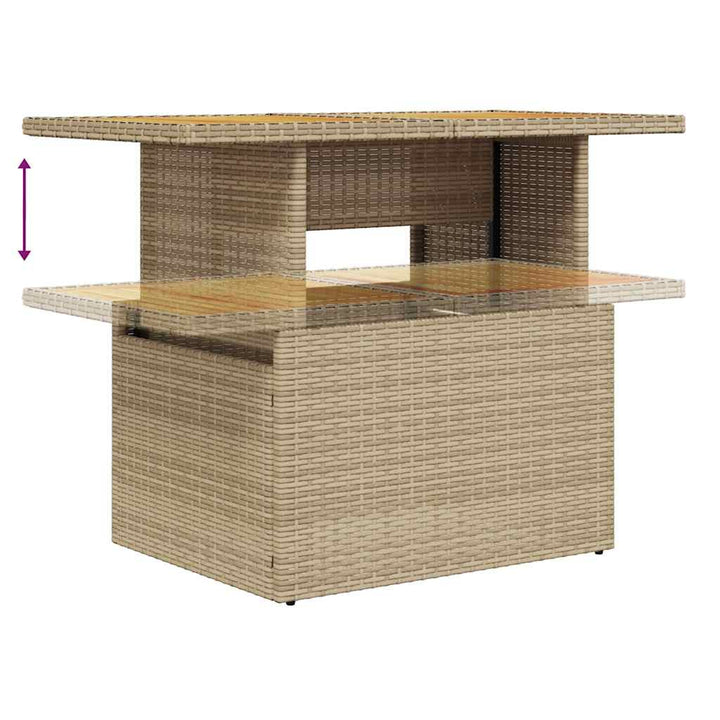 Trädgårdssoffa Med Dynor 11 Delar Beige Konstrotting Akaciaträ