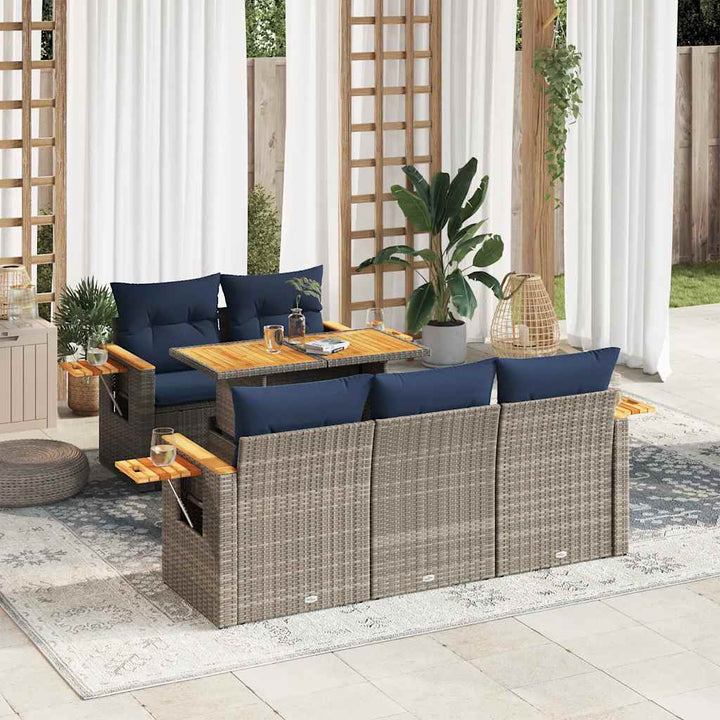 Loungegrupp För Trädgården Med Dynor 6 Delar Konstrotting