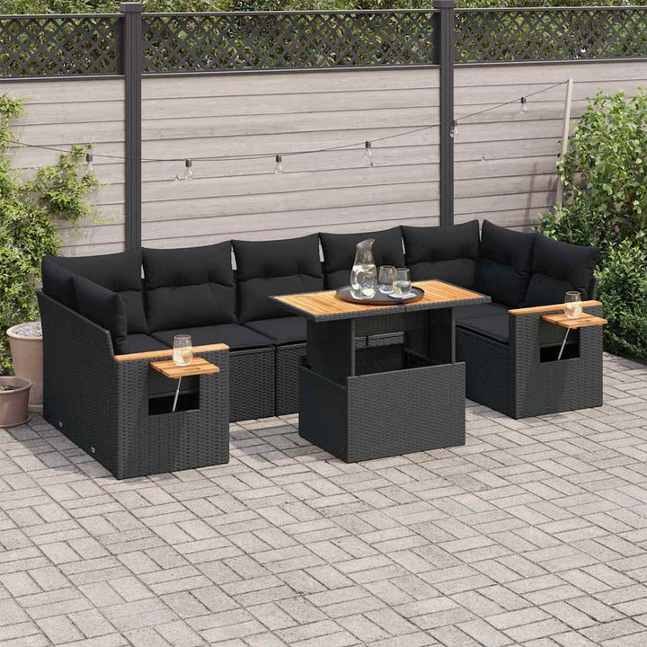 Loungegrupp För Trädgården Med Dynor 8 Delar Konstrotting