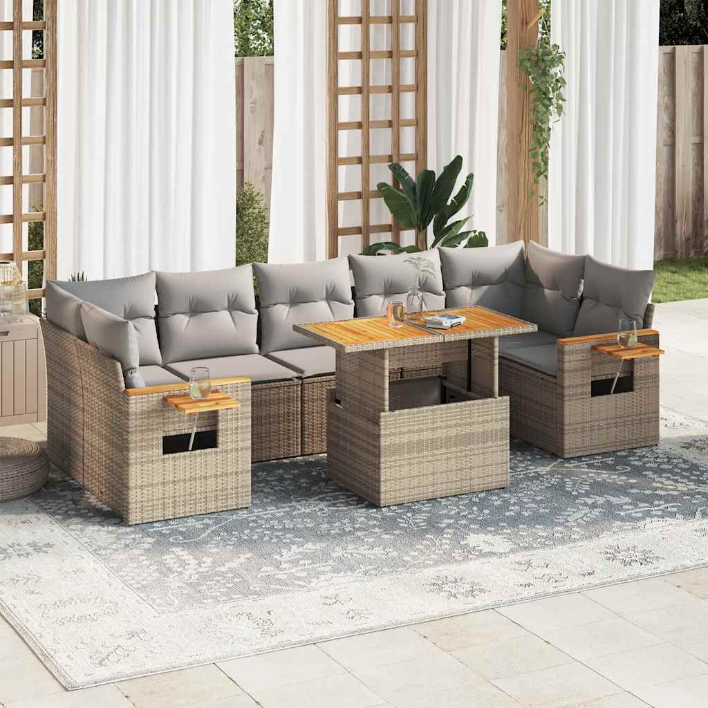 Loungegrupp För Trädgården Med Dynor 8 Delar Konstrotting