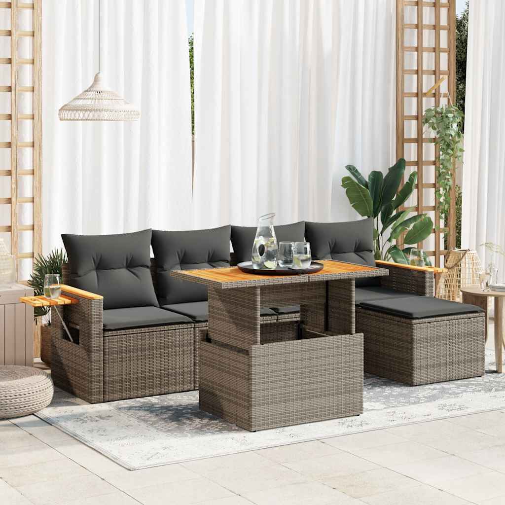 Loungegrupp Med Dynor 6 Delar Konstrotting