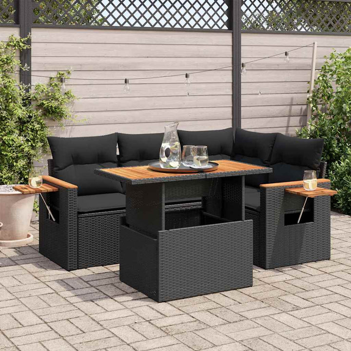 Loungegrupp För Trädgården Med Dynor 5 Delar Konstrotting