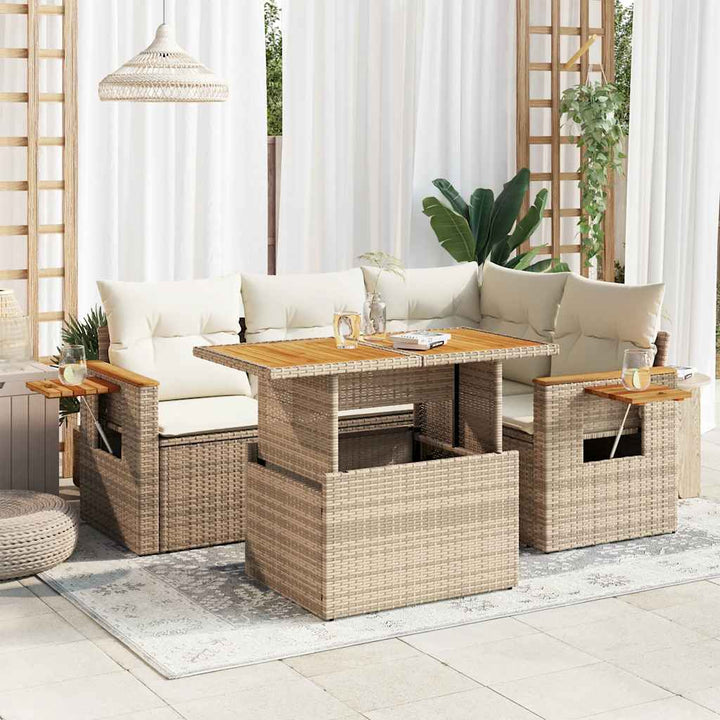 Loungegrupp För Trädgården Med Dynor 5 Delar Konstrotting