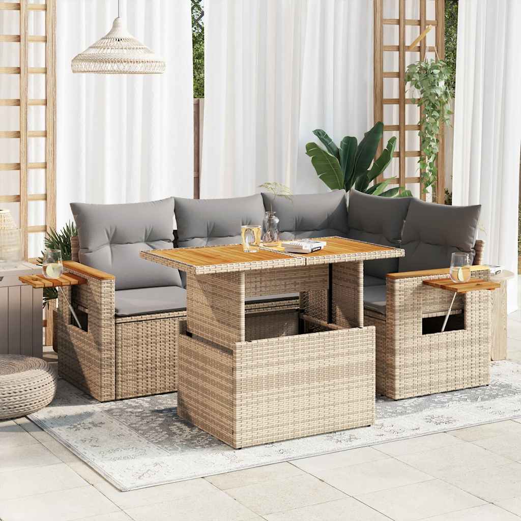 Loungegrupp För Trädgården Med Dynor 5 Delar Konstrotting