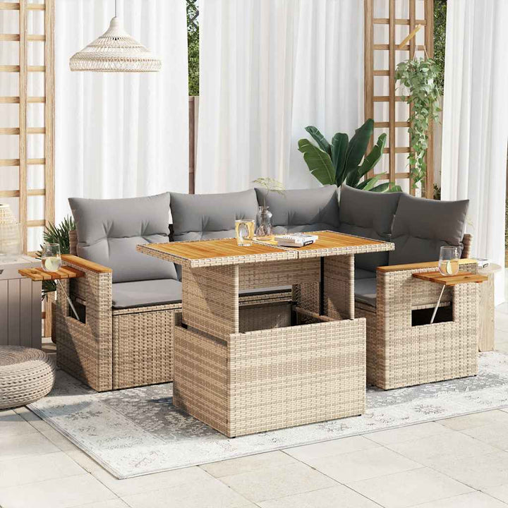 Loungegrupp För Trädgården Med Dynor 5 Delar Konstrotting