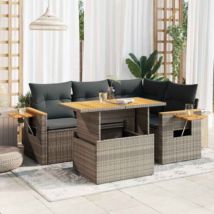 Loungegrupp För Trädgården Med Dynor 5 Delar Konstrotting