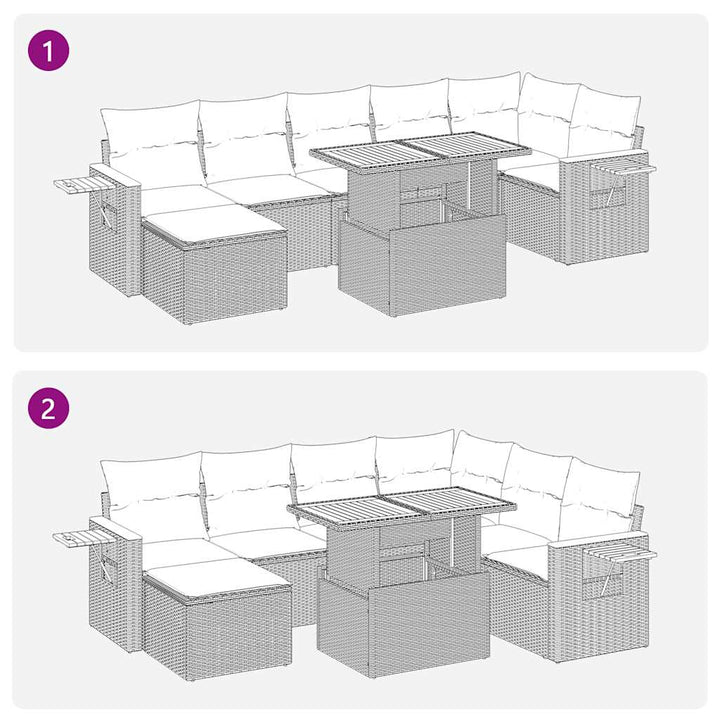 Trädgårdssoffset Med Dynor 8 Delar Brun Konstrotting Akaciaträ