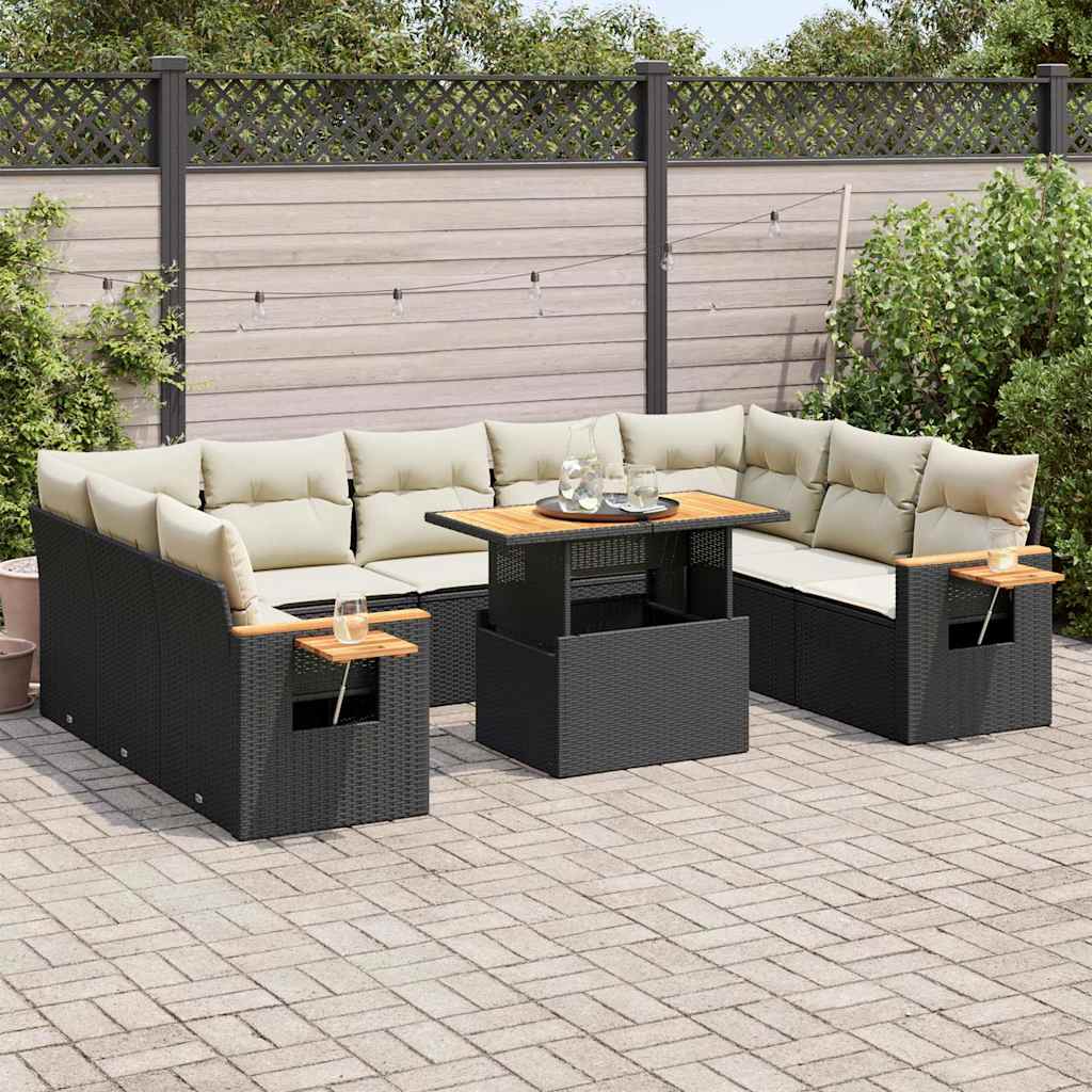 Loungegrupp 10 Delar Med Svarta Dynor Konstrotting