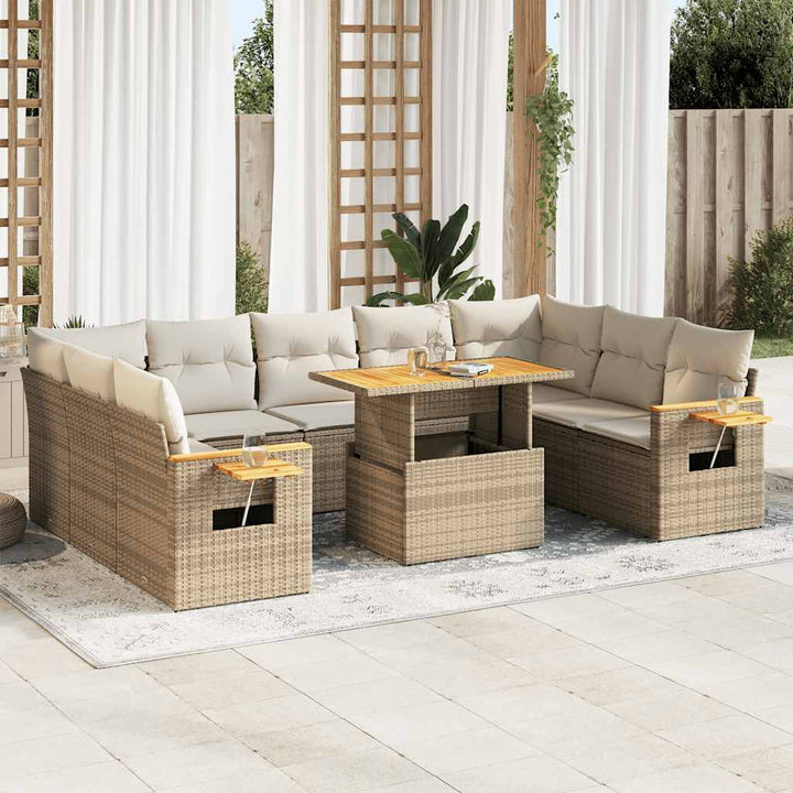 Loungegrupp 10 Delar Med Svarta Dynor Konstrotting