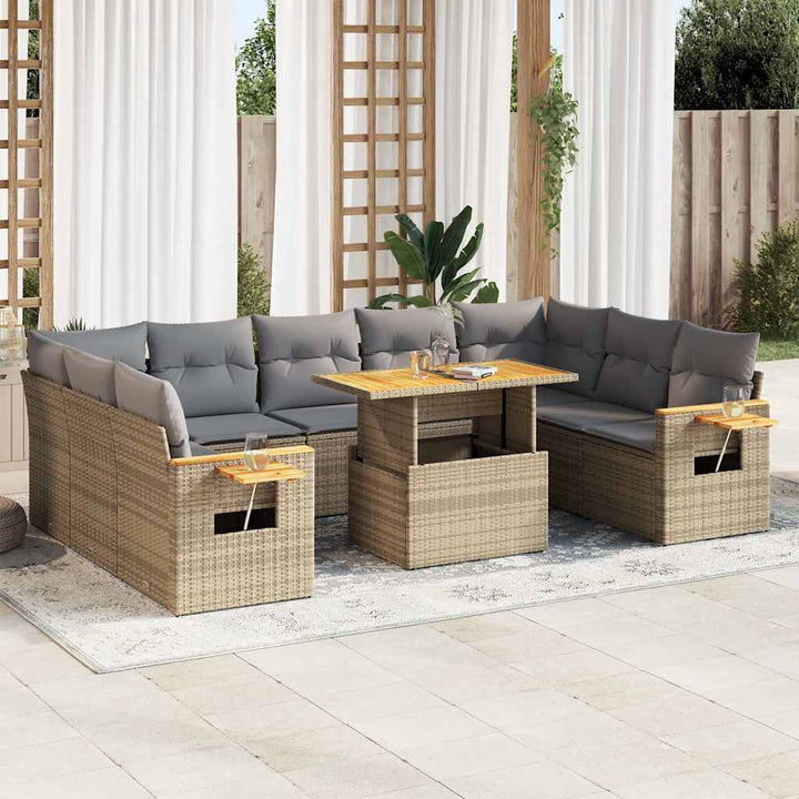 Loungegrupp 10 Delar Med Svarta Dynor Konstrotting