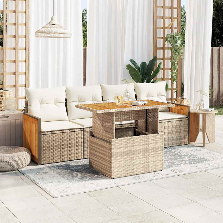 Loungegrupp För Trädgården Med Dynor 5 Delar Svart Konstrotting