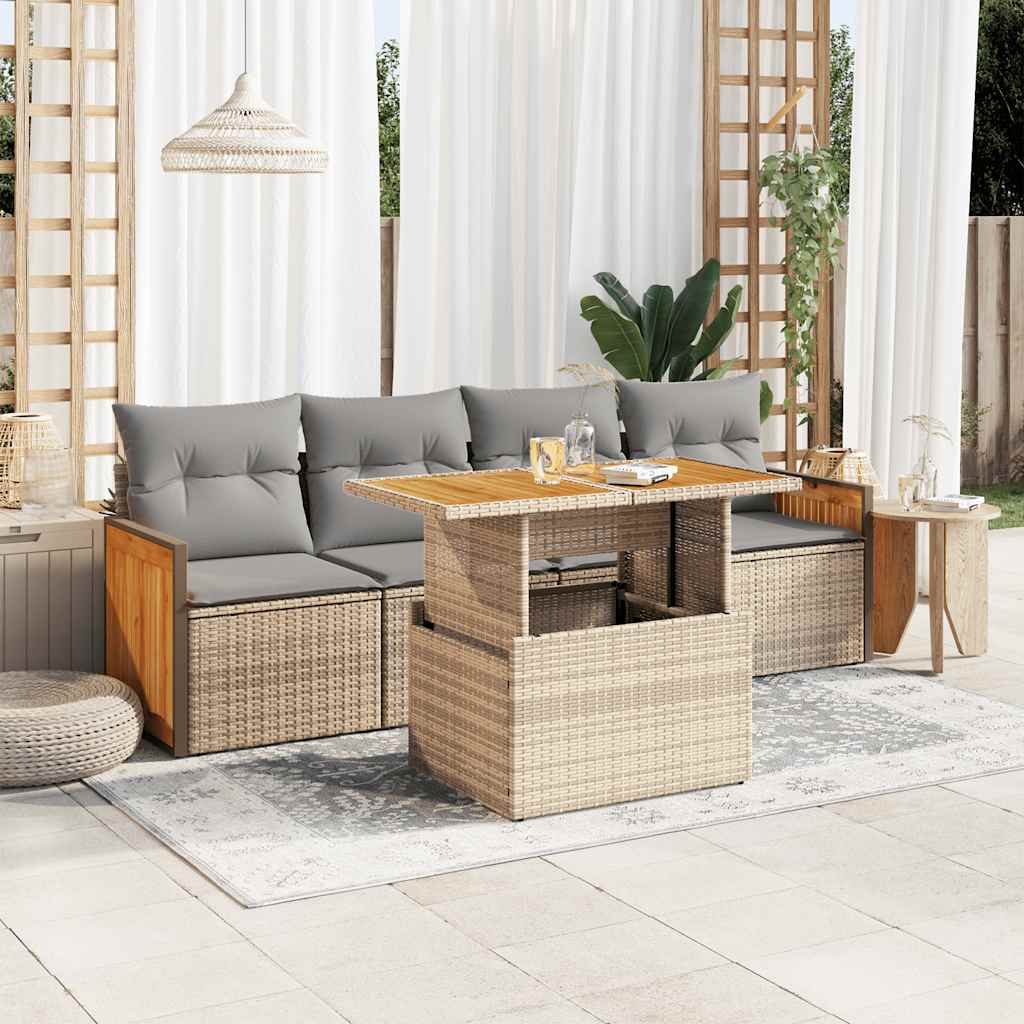 Loungegrupp För Trädgården Med Dynor 5 Delar Svart Konstrotting