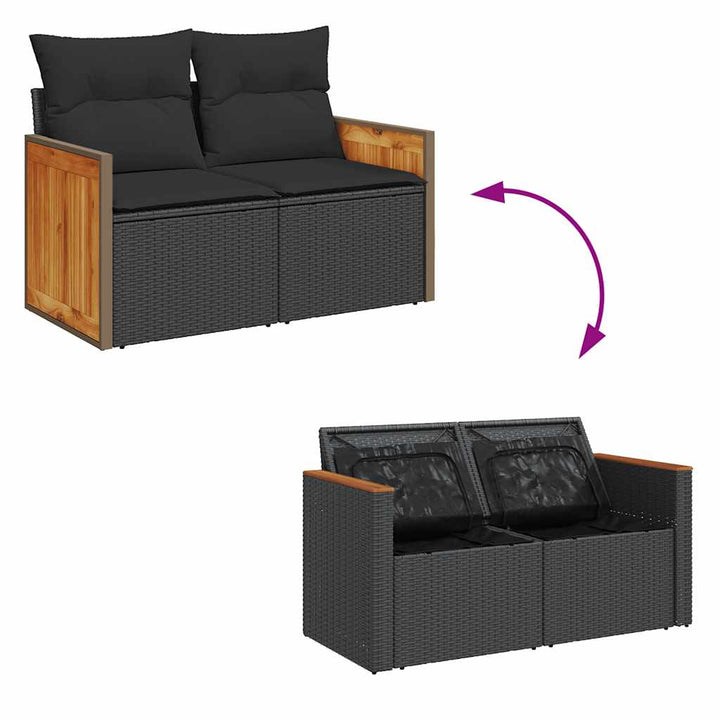 Trädgårdssoffset Med Dynor 7 Delar Konstrotting Akaciaträ