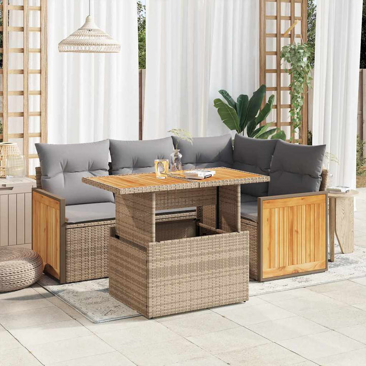 Loungegrupp För Trädgården Med Dynor 5 Delar Konstrotting