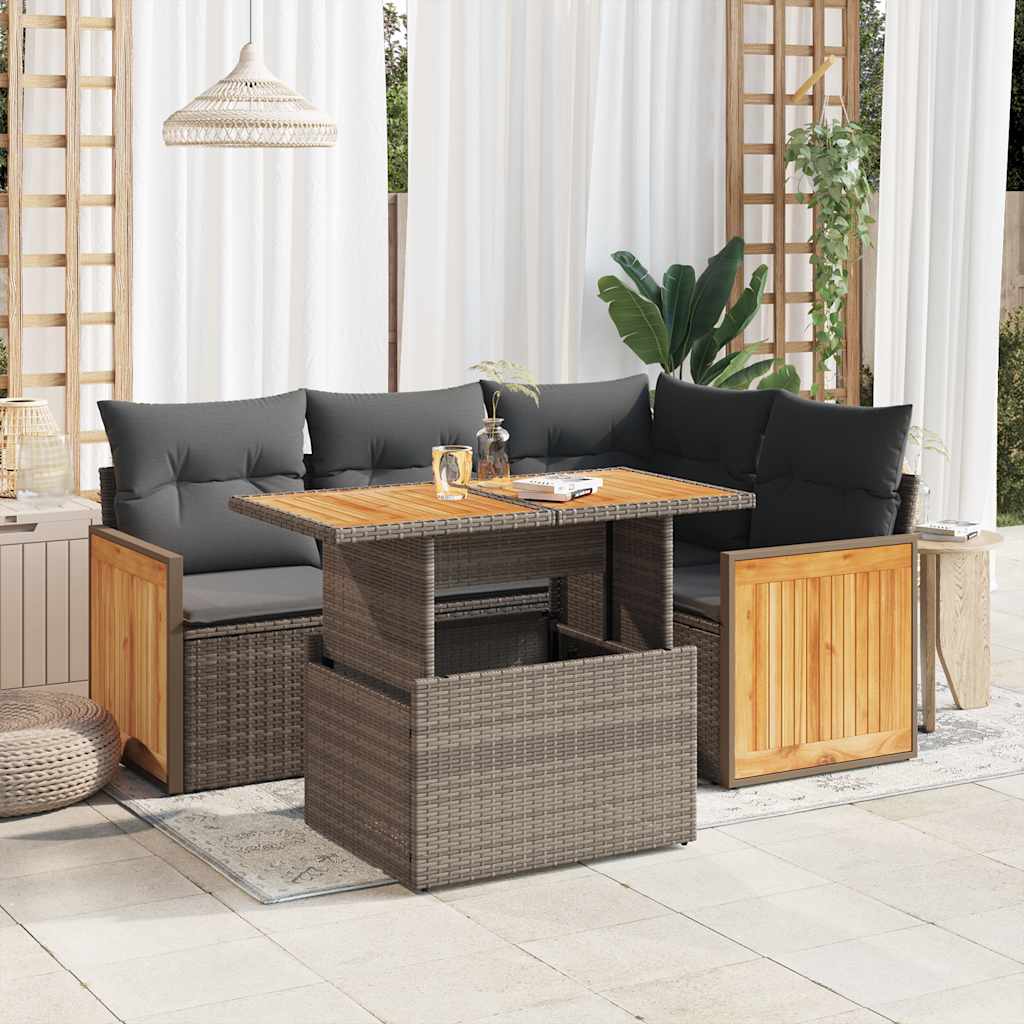 Loungegrupp För Trädgården Med Dynor 5 Delar Konstrotting