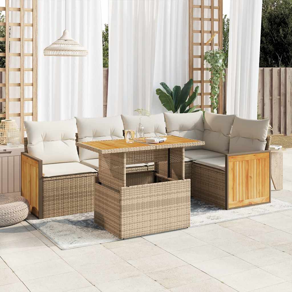 Loungegrupp Med Dynor 6 Delar Konstrotting