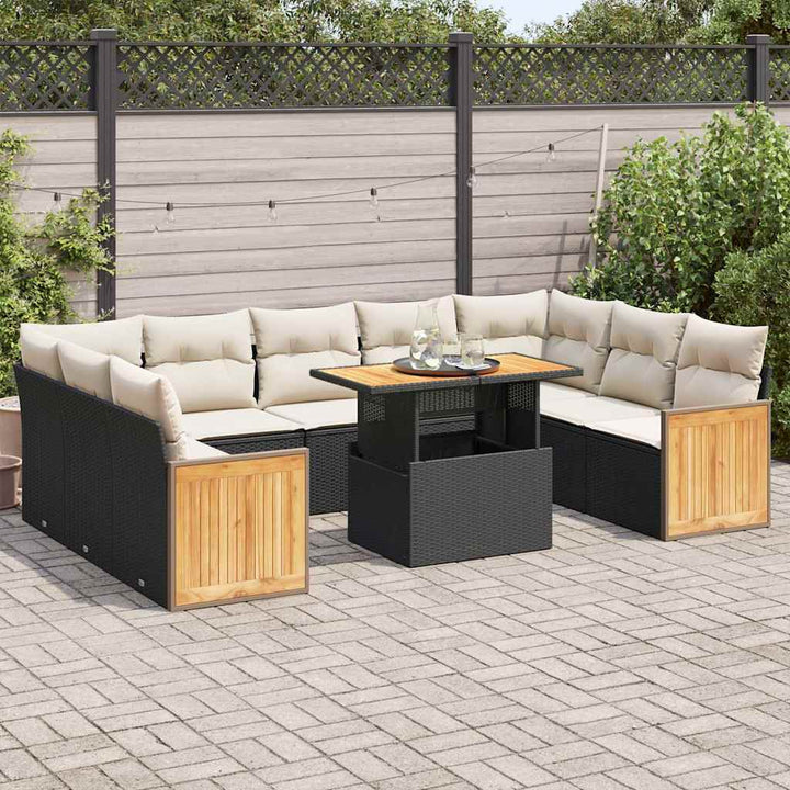 Loungegrupp 10 Delar Med Svarta Dynor Konstrotting