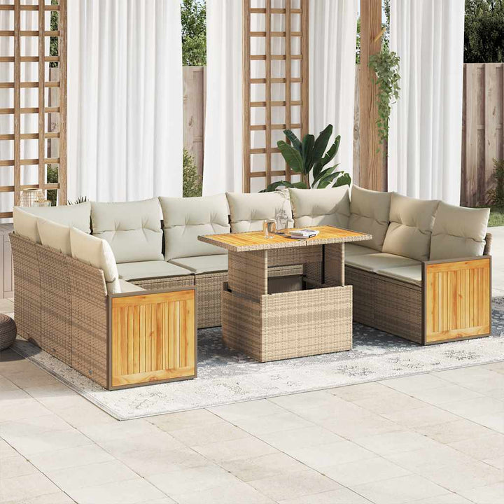 Loungegrupp 10 Delar Med Svarta Dynor Konstrotting