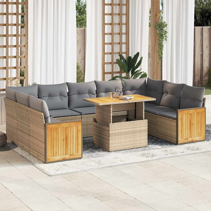 Loungegrupp 10 Delar Med Svarta Dynor Konstrotting