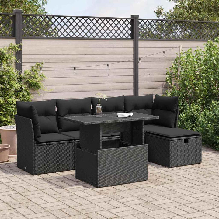 Soffgrupp För Trädgården Med Dynor 6 Delar Beige Konstrotting