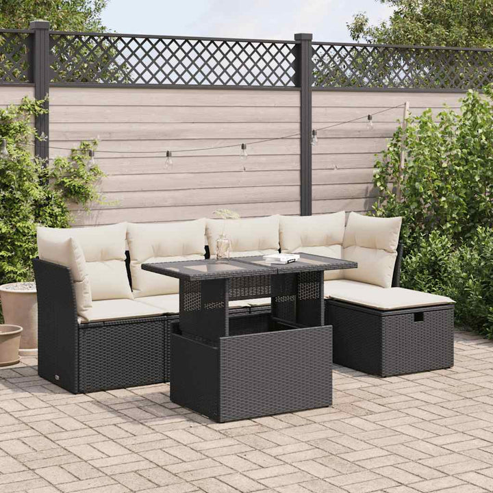Soffgrupp För Trädgården Med Dynor 6 Delar Beige Konstrotting