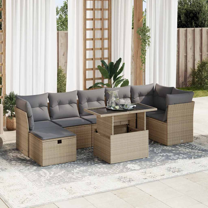Loungegrupp För Trädgården Med Dynor 8 Delar Svart Konstrotting