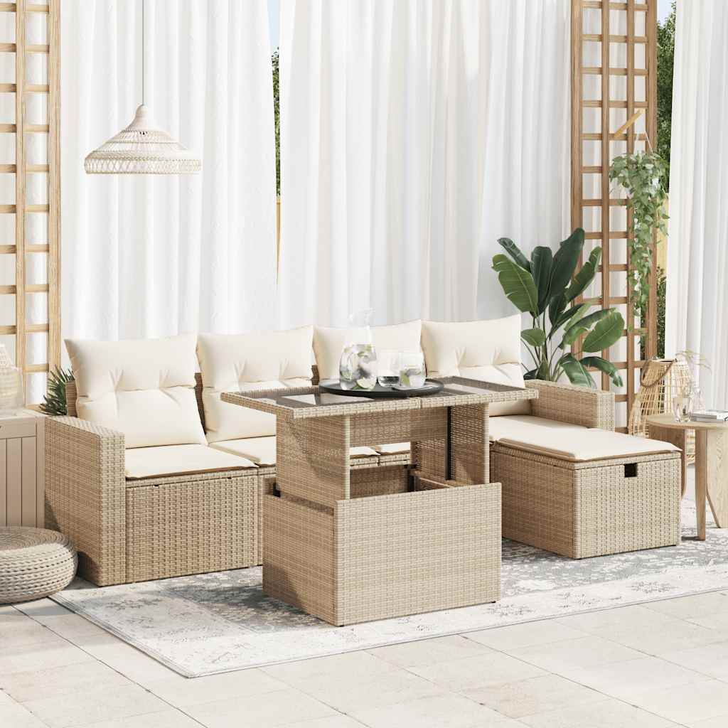 Loungegrupp Med Dynor 6 Delar Konstrotting