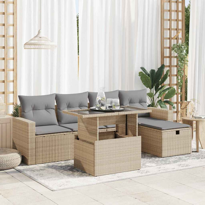 Loungegrupp Med Dynor 6 Delar Konstrotting