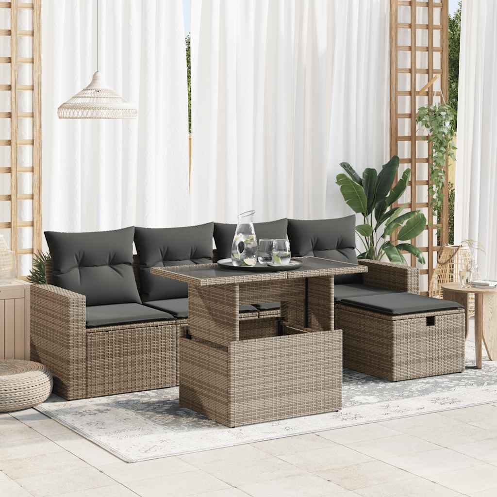 Loungegrupp Med Dynor 6 Delar Konstrotting