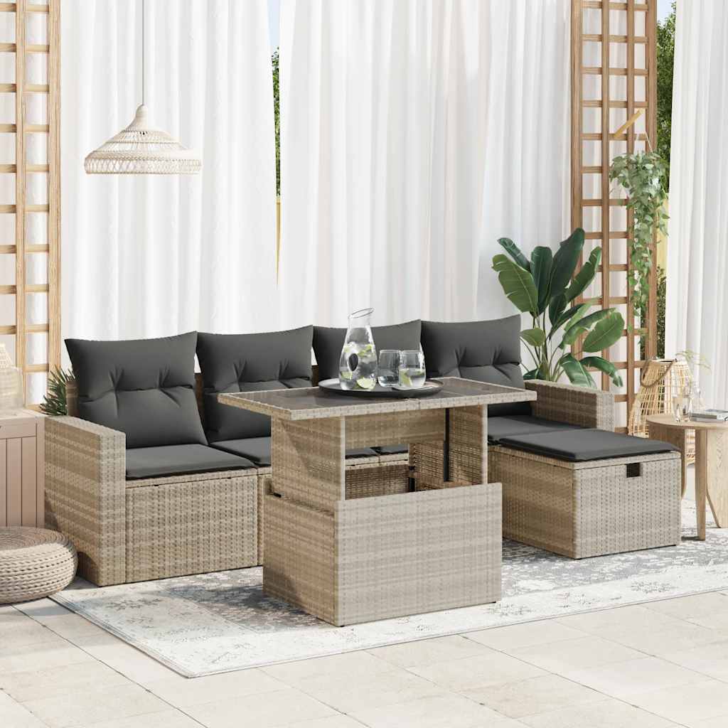 Loungegrupp Med Dynor 6 Delar Konstrotting