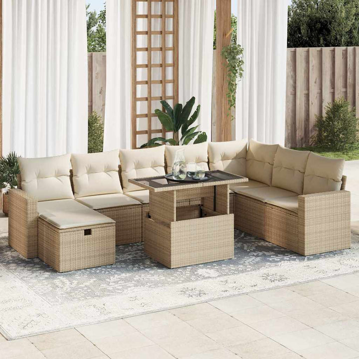 Loungegrupp För Trädgården M Dynor 9 Delar Konstrottning