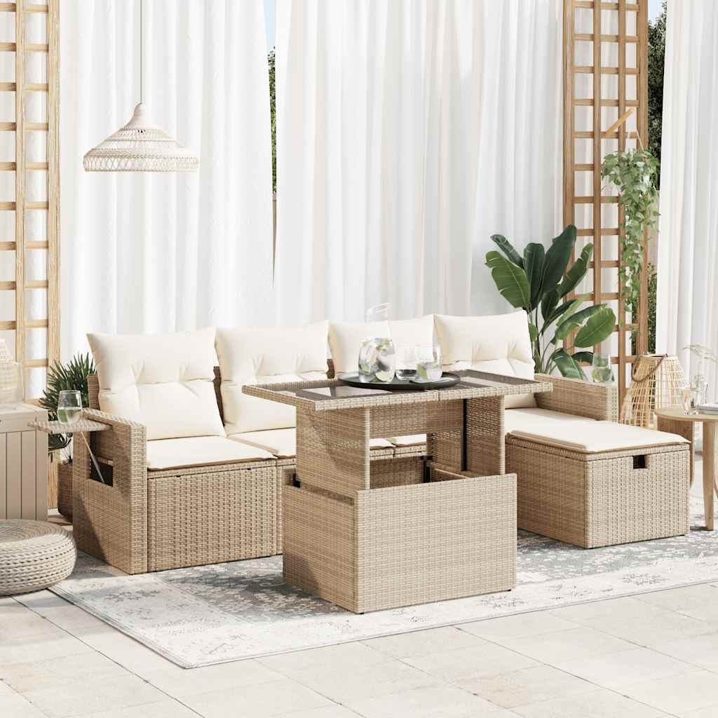 Loungegrupp Med Dynor 6 Delar Konstrotting