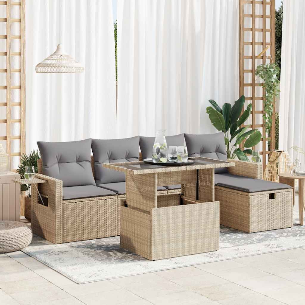 Loungegrupp Med Dynor 6 Delar Konstrotting
