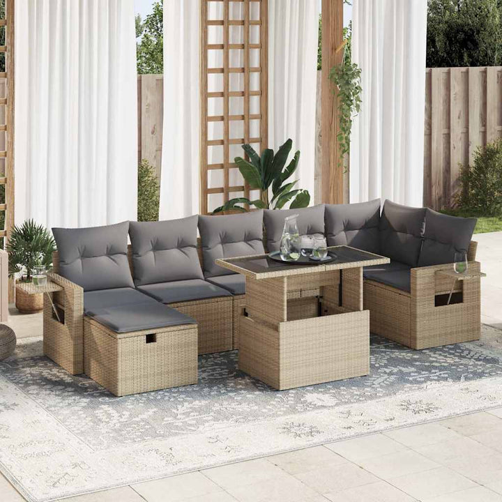 Loungegrupp För Trädgården Med Dynor 8 Delar Svart Konstrotting