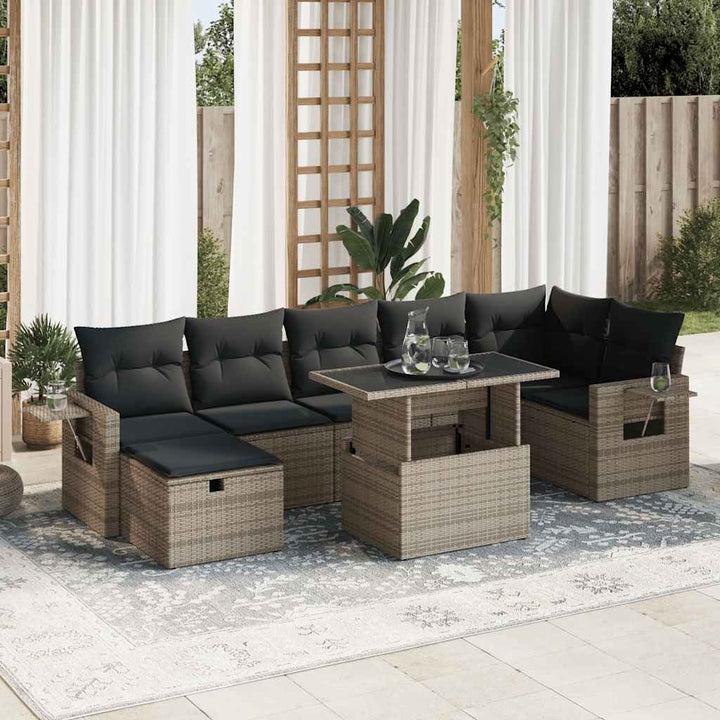 Loungegrupp För Trädgården Med Dynor 8 Delar Svart Konstrotting