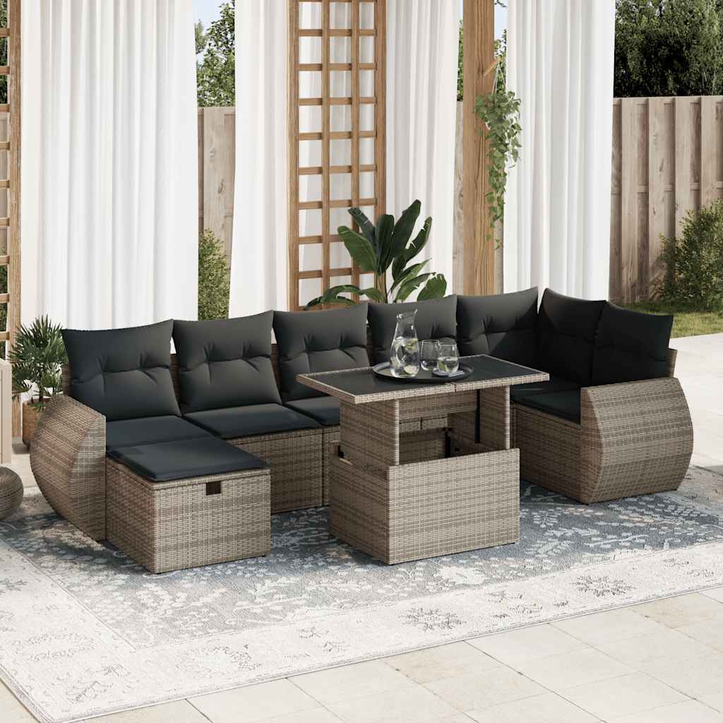 Loungegrupp För Trädgården Med Dynor 8 Delar Svart Konstrotting