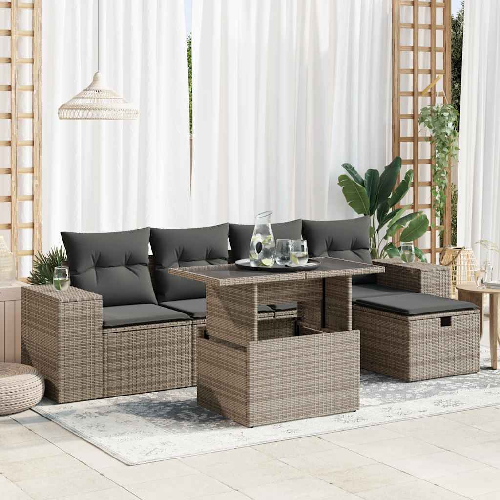 Loungegrupp Med Dynor 6 Delar Svart Konstrotting