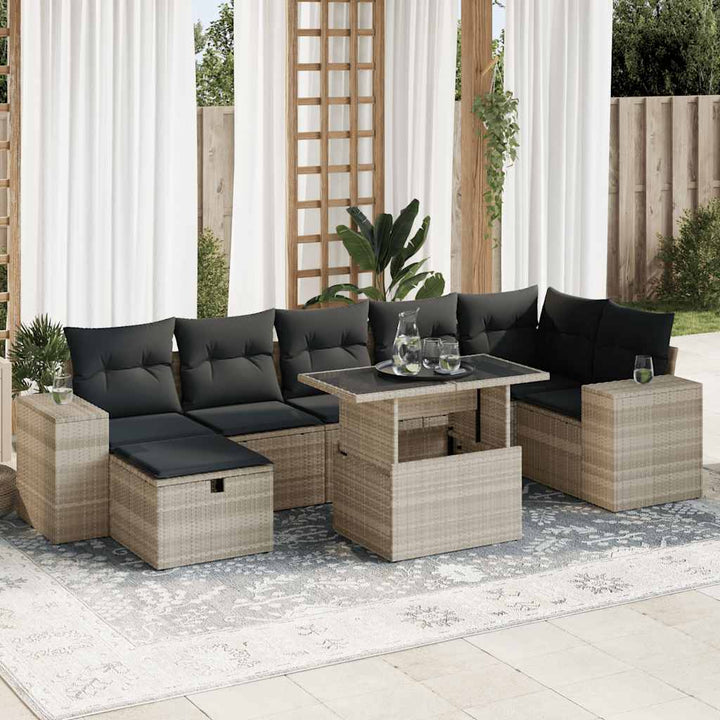Loungegrupp För Trädgården Med Dynor 8 Delar Konstrotting