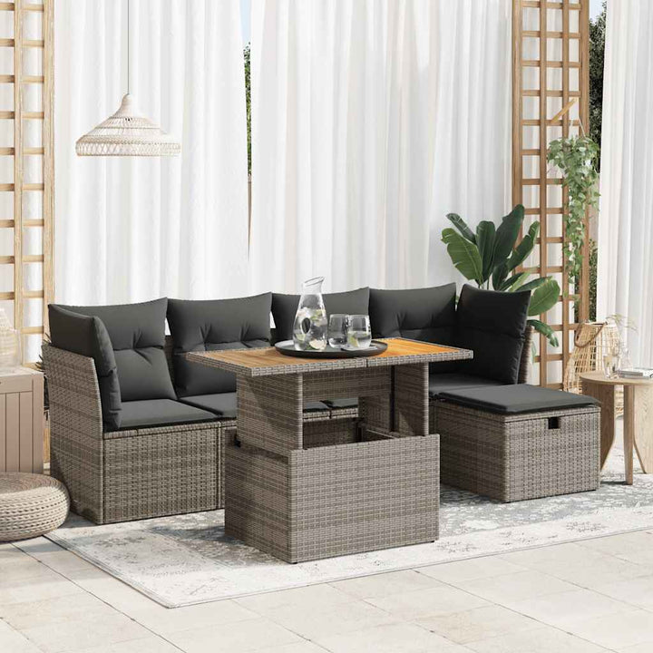 Loungegrupp Med Dynor 6 Delar Konstrotting