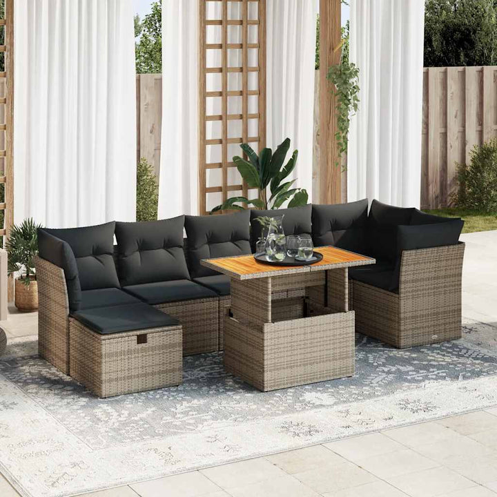 Loungegrupp För Trädgården Med Dynor 8 Delar Svart Konstrotting