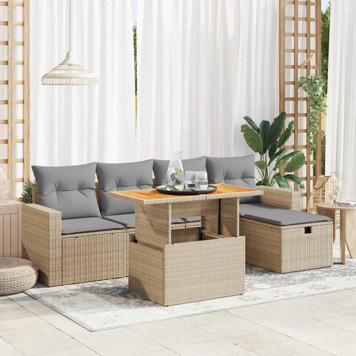 Loungegrupp Med Dynor 6 Delar Konstrotting