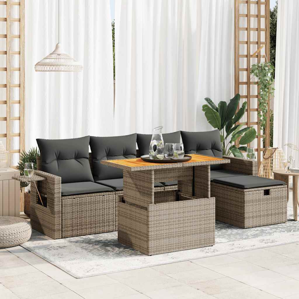 Loungegrupp Med Dynor 6 Delar Svart Konstrotting