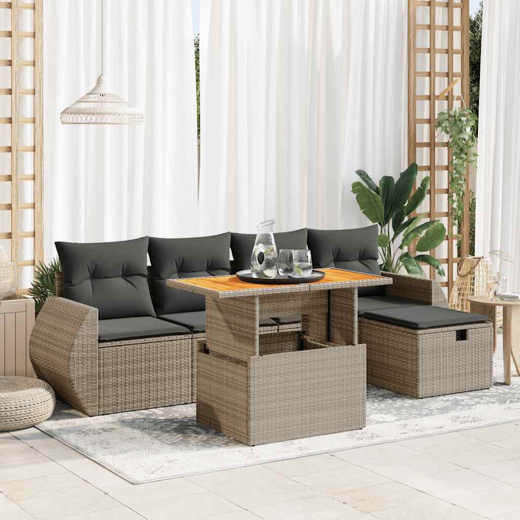 Loungegrupp Med Dynor 6 Delar Svart Konstrotting