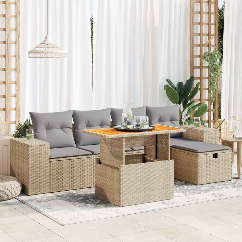 Loungegrupp Med Dynor 6 Delar Konstrotting