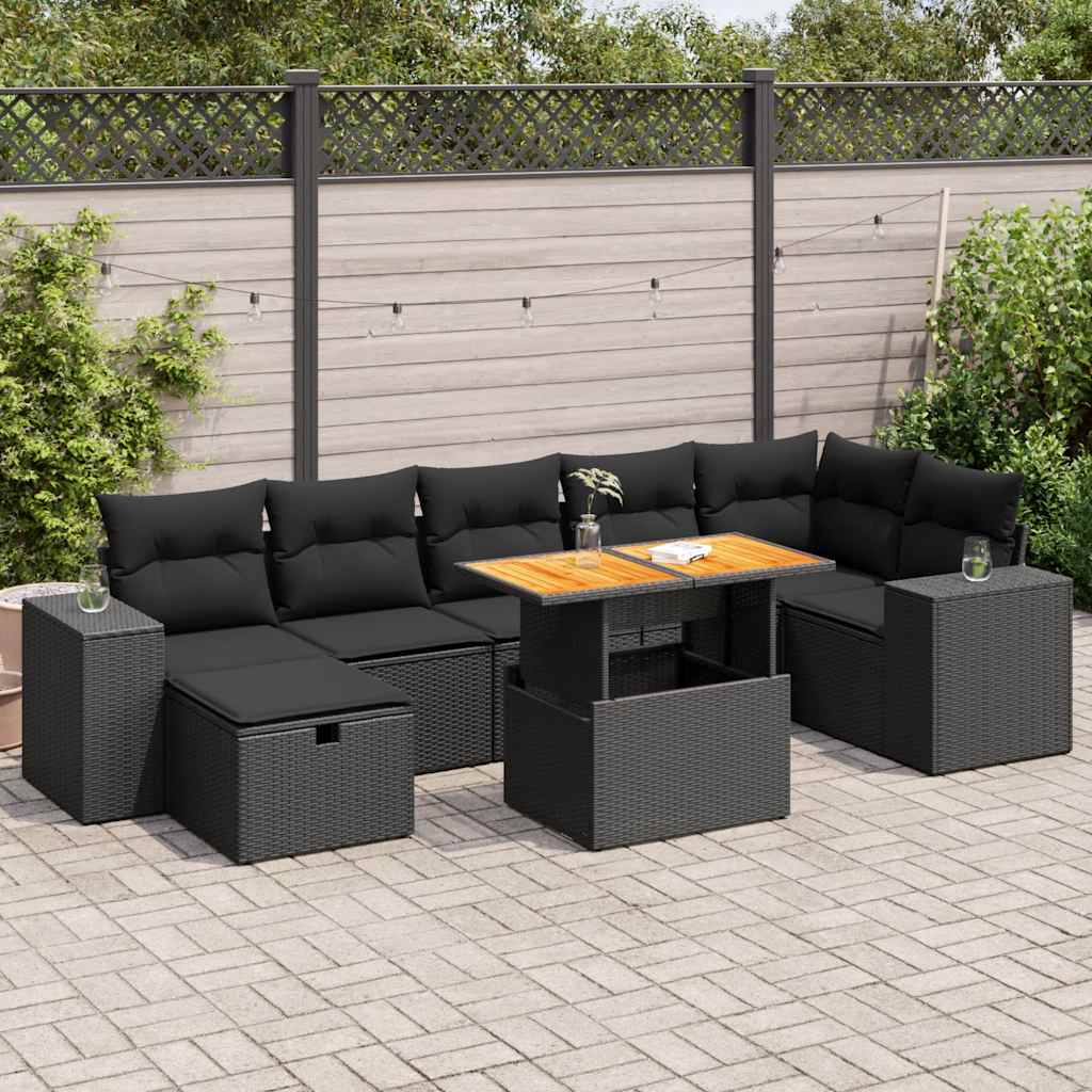 Loungegrupp För Trädgården Med Dynor 8 Delar Konstrotting