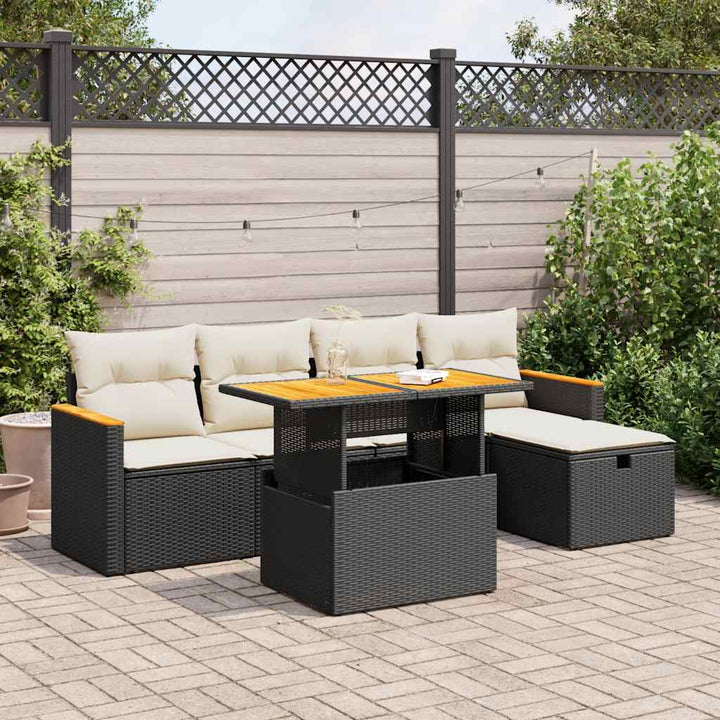 Loungegrupp Med Dynor 6 Delar Svart Konstrotting