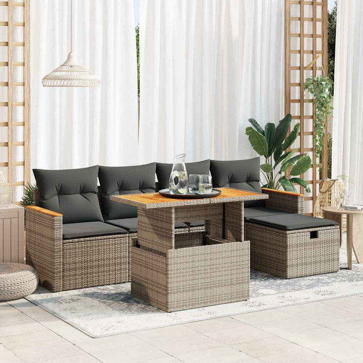 Loungegrupp Med Dynor 6 Delar Svart Konstrotting