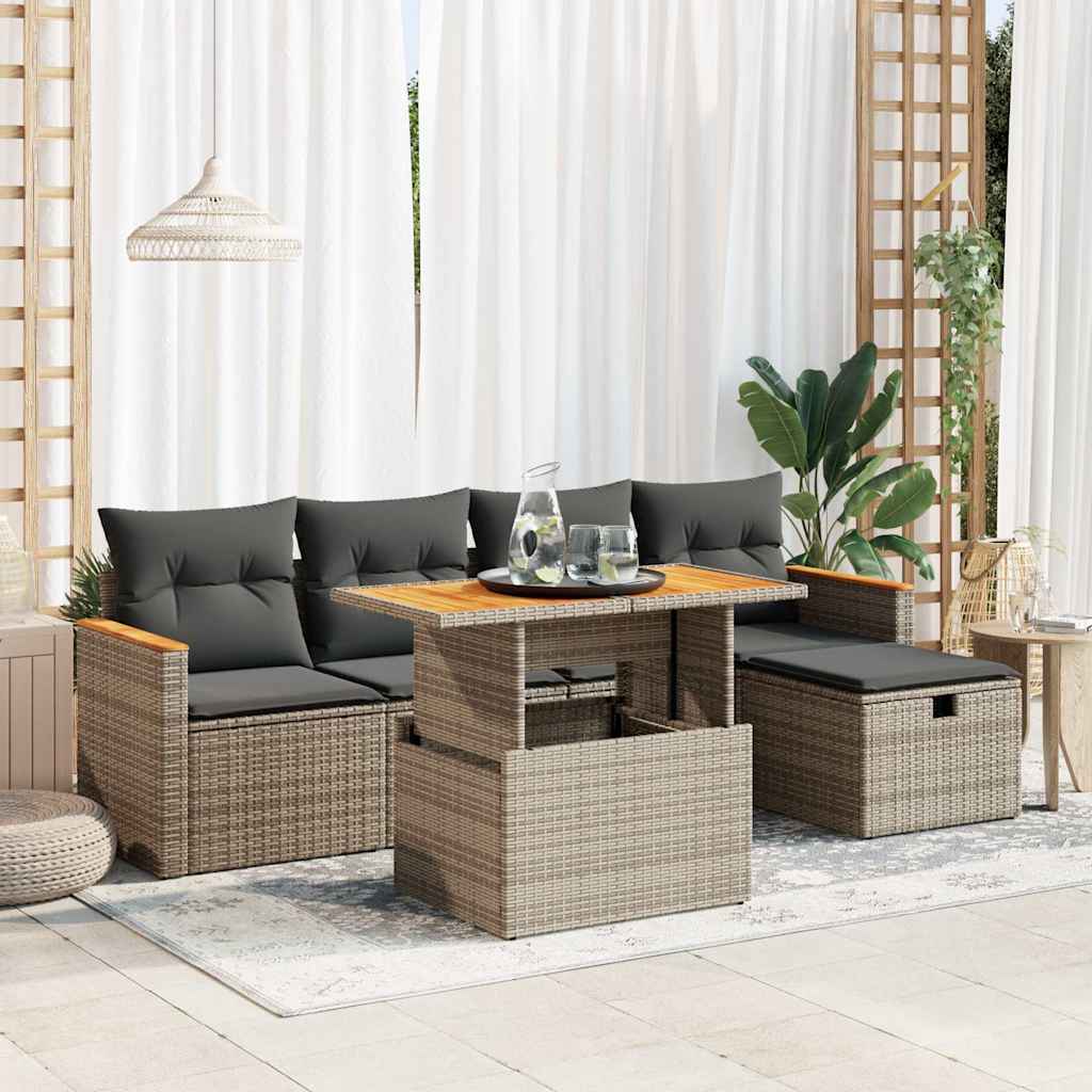 Loungegrupp Med Dynor 6 Delar Svart Konstrotting