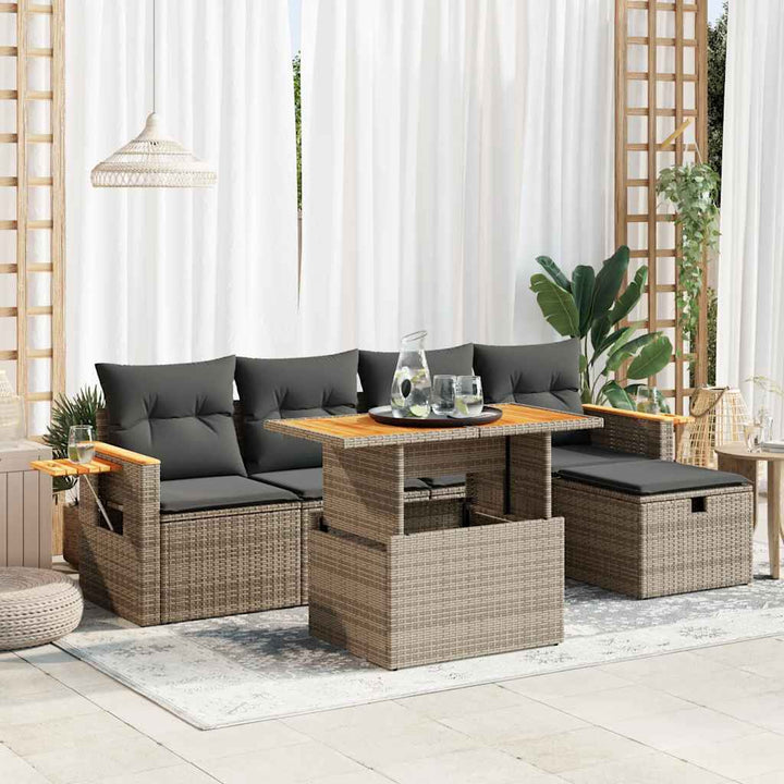 Loungegrupp Med Dynor 6 Delar Svart Konstrotting